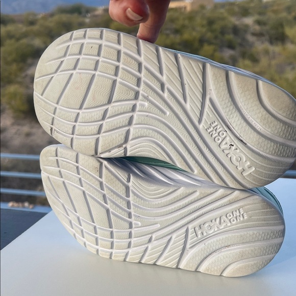 Hoka One One Mint Green & White Slides / with Red Accent - Picture 16 of 16